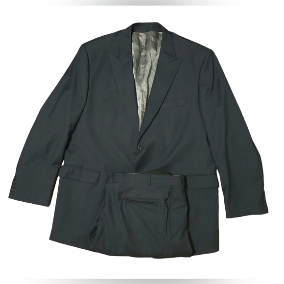 Calvin Klein Sport Coat Jacket Mens Black Business 100% Wool Blazer & Pants 48L